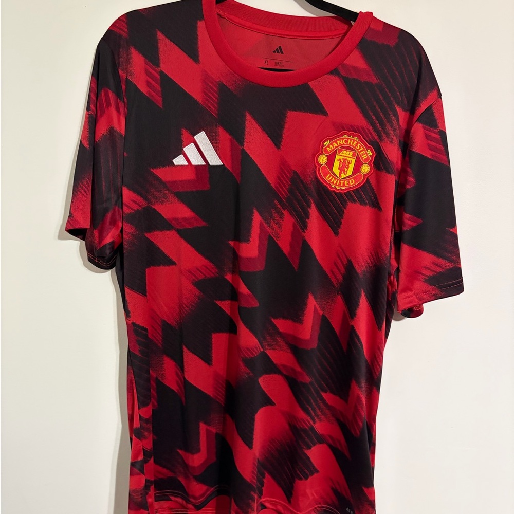 Adidas Red and Black Manchester United Jersey